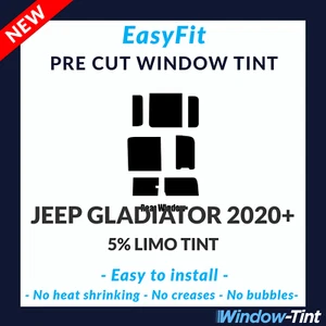 EasyFit Static Pre Cut Window Tint For Jeep Gladiator 2020 5% Limo Rear - Picture 1 of 3