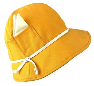 Vtg Happy Cappers Field Company Womens Bucket Cloche Hat Yellow Beach USA 1950s - Picture 1 of 9