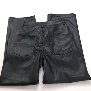 Pantalones para mujer Zara 2 (ajuste 26W 26L) tiro alto imitación cuero pierna ancha negros como nuevos - Imagen 1 de 11