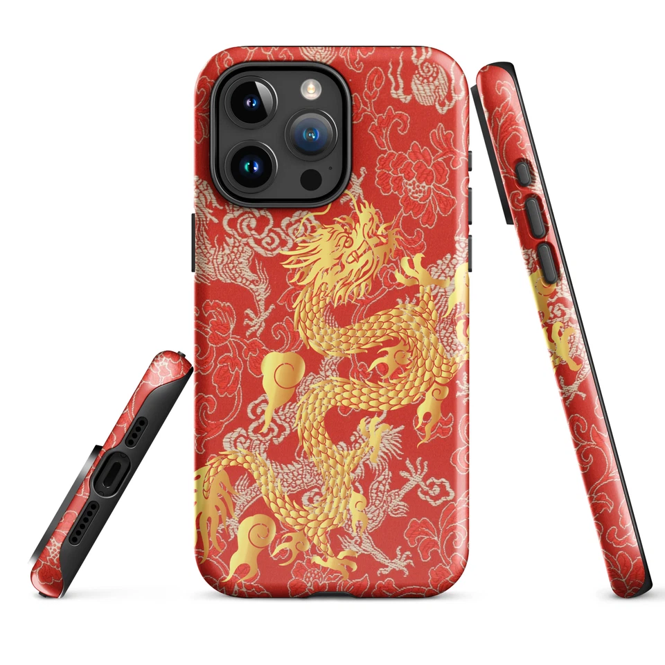 iPhone Case Golden Chinese Dragon Tough Phone Case - Image 1 of 1
