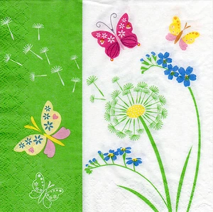 4 Motivservietten Servietten Napkins Tovaglioli Schmetterlinge Löwenzahn (801) - Picture 1 of 1