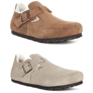 Birkenstock London Clog In Pelliccia Unisex Eva Sandalo Marrone Suede UK 4 - 8 - Foto 1 di 12