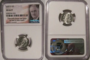 2020 P Roosevelt Dime 10c NGC MS 66 FT Full Torch - Picture 1 of 2