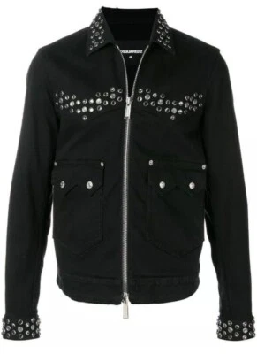 Dsquared2 Black Studded Embellished Denim Jacket - Made In Italy - Image 1 of 4