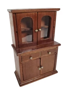 Dollhouse Miniature Concord China Cabinet 4 Door Dark Wood 1:12 Vintage - Picture 1 of 9