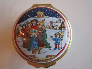 1993 HALCYON DAYS ENAMEL CHRISTMAS BOX - IN THE BOX WITH CERTIFICATE - MINT COND - Picture 1 of 8