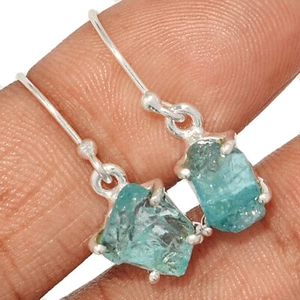 Natural Neon Blue Apatite 925 Sterling Silver Earrings Jewelry CE42329 - Picture 1 of 1