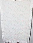 Silky Satin Cottage Baby Blanket White with Pink Blue Flowers, Unique!