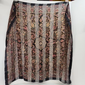 Vintage BASHA 100% Silk Scarf Black Jewel Toned Paisley Stripe Pattern 33x33” - Picture 1 of 5
