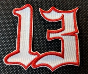 Number 13 Red on White # 13 Patch Motorcycle Patch Biker Patch - Picture 1 of 1