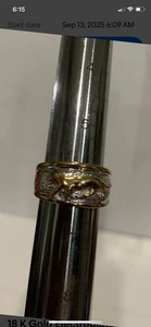 18 K Gold Electroplate Ring Walking Panther Band Sz 6 Two Tone Silver Gold - Picture 1 of 9
