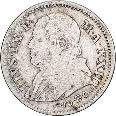 [#1508590] Papal States, Pius IX, 10 Soldi, 1868, Rome, Silver, F - Image 1 of 2