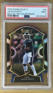 2020 PANINI SELECT DIE-CUT TRI-COLOR PRIZM #50 JALEN HURTS ROOKIE RC PSA 9 - Picture 1 of 2