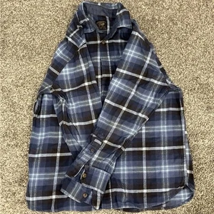 Jack’s MFG Heritage Flannel Button-Up Shirt – Blue/Black Plaid – 100% Cotton - Picture 1 of 9