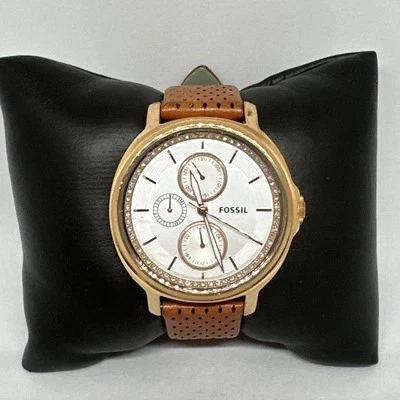 Reloj pulsera Fossil Chelsey ES3358 para mujer cuero marrón esfera analógica cuarzo HME720 Foto 1 de 4