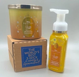 Bath & Body Works Disney PRINCESS BELLE 2 Piece Set: 3 Wick Candle, Foaming Soap - Picture 1 of 8