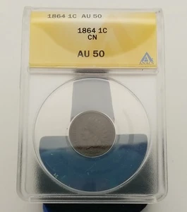 1864 CN Indian Head Cent ANACS AU 50 #20325 - Picture 1 of 4