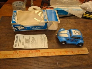 VINTAGE PARMA #16 VW BEETLE BUG 1/32 SLOT CAR BLUE W/ BOX, PAPERS, SOFT BODY - Picture 1 of 12