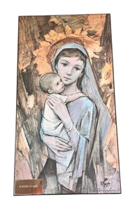 "Colgante de pared arte madera madre e hijo vintage Peter Brandstatter 1965 12"" x 21"" - Imagen 1 de 7