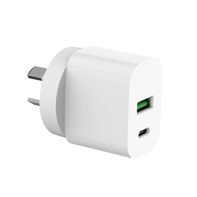 Laser USB A and USB C Wall Charger 30W Fast Charge Dual Port White - Image 1 of 4