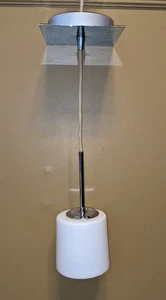 Vibia Pendant Light White Glass w/ Chrome Vtg. Barcelona Spain - Picture 1 of 10