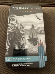 Prismacolor Premier TÜRKIS MEDIUM GRAPHITSTIFT 12er Set in DOSE NEU!  - Bild 1 von 2