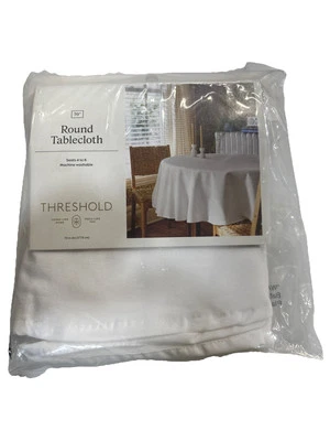 Threshold Solid WHITE Tablecloth - 70" Round - New - Image 1 of 2