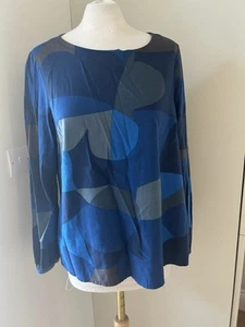 Seasalt Bell Boat Blue Geometric Design Long Sleeve Top Size Uk 14 - Picture 1 of 4