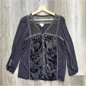 Anthropologie Meadow Rue Tavia Top Gr. Small 3/4-Ärmel V-Ausschnitt - Bild 1 von 7