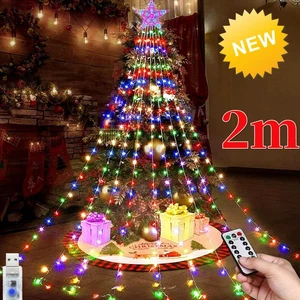 Weihnachtsbaum-Lichterkette, RGB-Wasserfall-Lichterkette, geeignet für Gärten - Bild 1 von 8