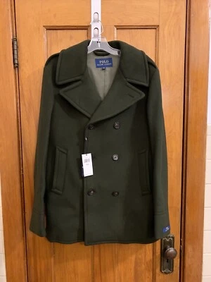 Polo Ralph Lauren double breasted wool blend pea coat olive NWT sz 42R  $598.00 - Image 1 of 4