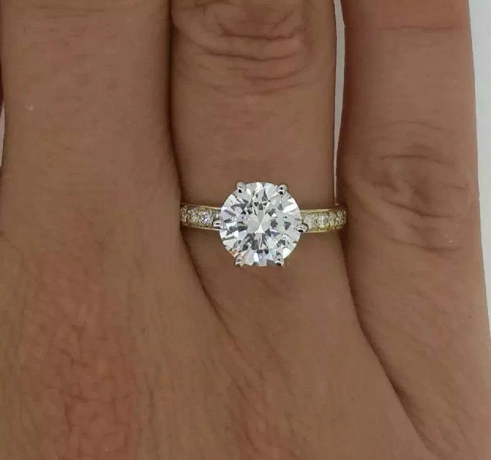 Lab Grown/CVD Diamond Certified Solitaire With Accents Ring 14k Multi Tone Gold - Image 1 of 4