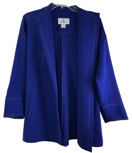 Emmelle Jacket Open Blazer w Pockets Blue - Women Size 2 - Picture 1 of 8