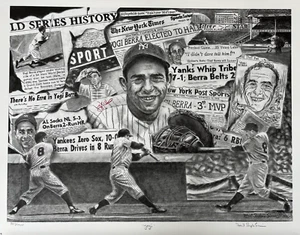 Yogi Berra signed autographed New York Yankees lithograph poster! AMCo COA 19278 - Bild 1 von 1
