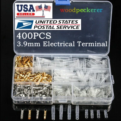 400pcs Motorcycle Brass Bullet Connector 3.9mm Male & Female Electrical Terminal - Image 1 of 4