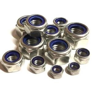 M2 M3 M4 M5 M6 M8 M10 M12 M16 to M36 Nyloc Nuts T Type Nylock A2 Stainless Steel - Picture 1 of 10