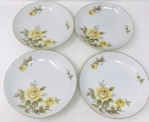 4 Vintage Harmony House Japan Yellow Rose Salad Soup Bowls 7.5” - Picture 1 of 5