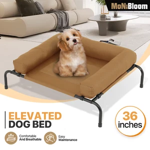 Elevated Cooling Dog Bed Raised Portable Non-Slip Cots Washable Mesh w/Headrest - Picture 1 of 48