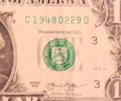 $1 Bill, Birthday/Anniv, Feb 29, 1948; C 1948 02 29 D - Image 1 of 2