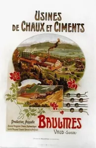 Original Vintage Poster BAULMES SWISS BUILDING MATERIALS um 1900 - Bild 1 von 1