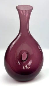 Blenko Amethyst eingeklemmt Mitte Donut Vase mundgeblasen Mid Century Kunstglas 10" hoch - Bild 1 von 8