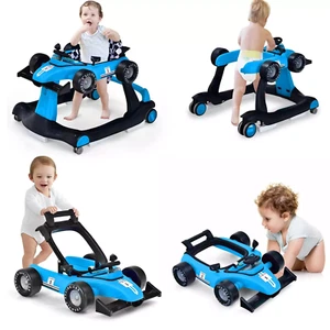 Baby Walker 4-IN-1 Adjustable Stroller Play Activity Music Kids Ride On Toy Car - Picture 1 of 16