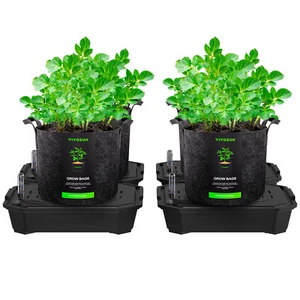 VIVOSUN 4-Pack FlexFeed Self-Watering Pots with Grow Bags, Auto Irrigation Pot - Picture 1 of 9