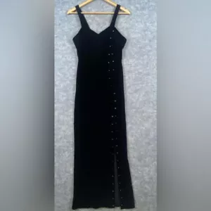 Onyx Nite Velvet Maxi Dress Sz 8 Black Sheath Sleeveless Formal Event Occasion - Picture 1 of 9