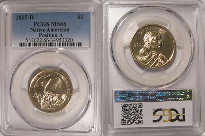 2015 D Native Sacagawea Dollar $1 PCGS MS66 Position A - Image 1 of 2