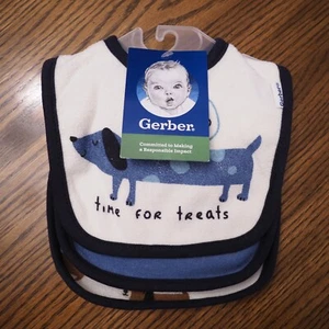NWT GERBER 3-Pack DOGS & PUPPIES Dribbler Bibs - Picture 1 of 1