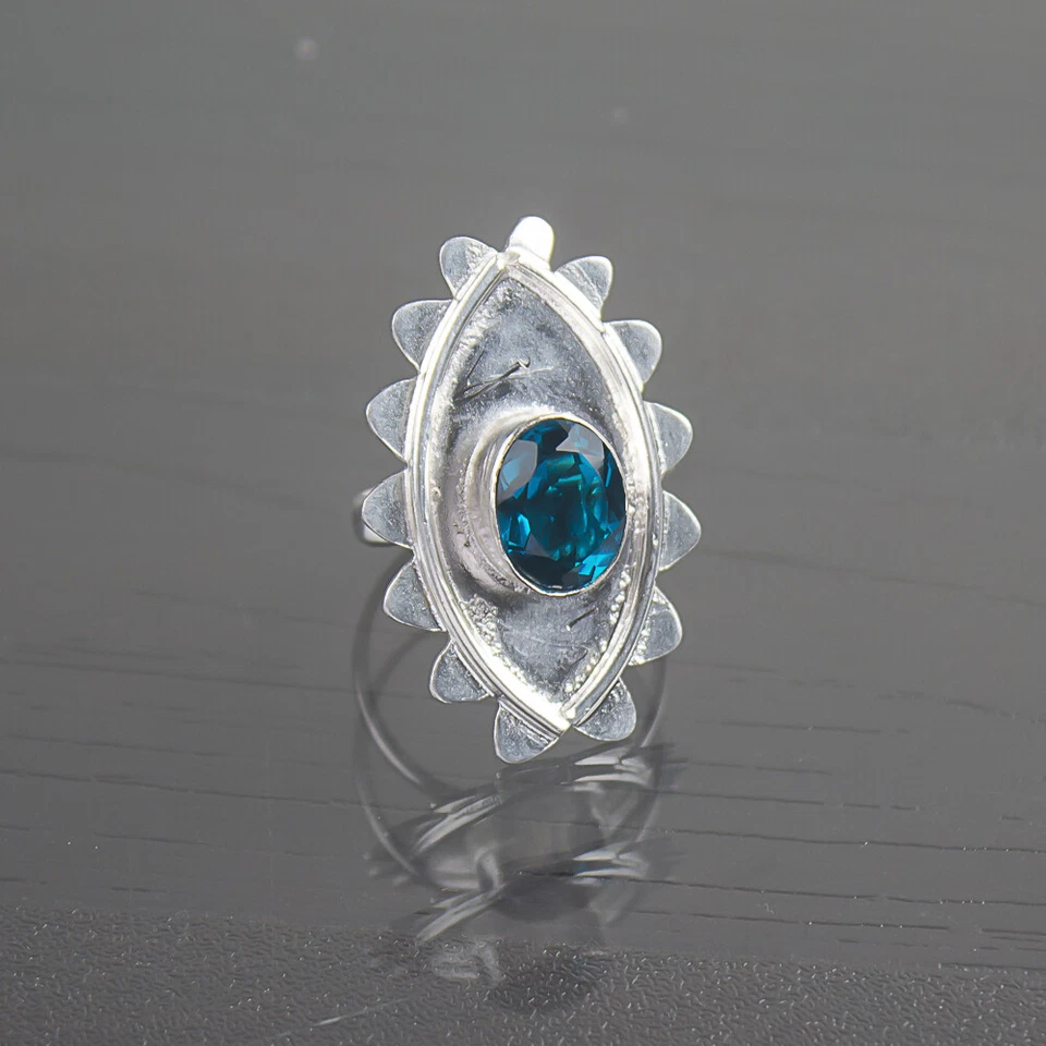 Anillo de piedras preciosas naturales de apatita para mujer joyería de plata de ley 925 regalo Foto 1 de 1