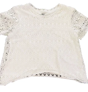 OLD NAVY Kids Girls Lace Shirt Crop Top Medium M 8 White Short Sleeve Lined - Picture 1 of 6