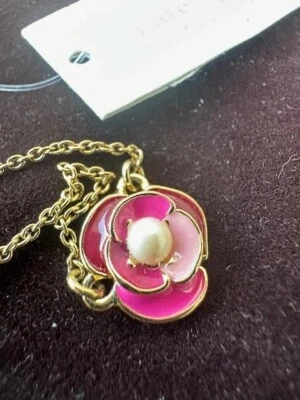 KATE SPADE NEW YORK DECO BLOSSOM 14" (W/2" EXTENDER) PINK FLOWER NECKLACE**NWT - Image 1 of 4