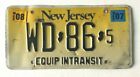 Craft of Yellow/Black New Jersey NJ Equip Intransit License Plate "WD 86 5"